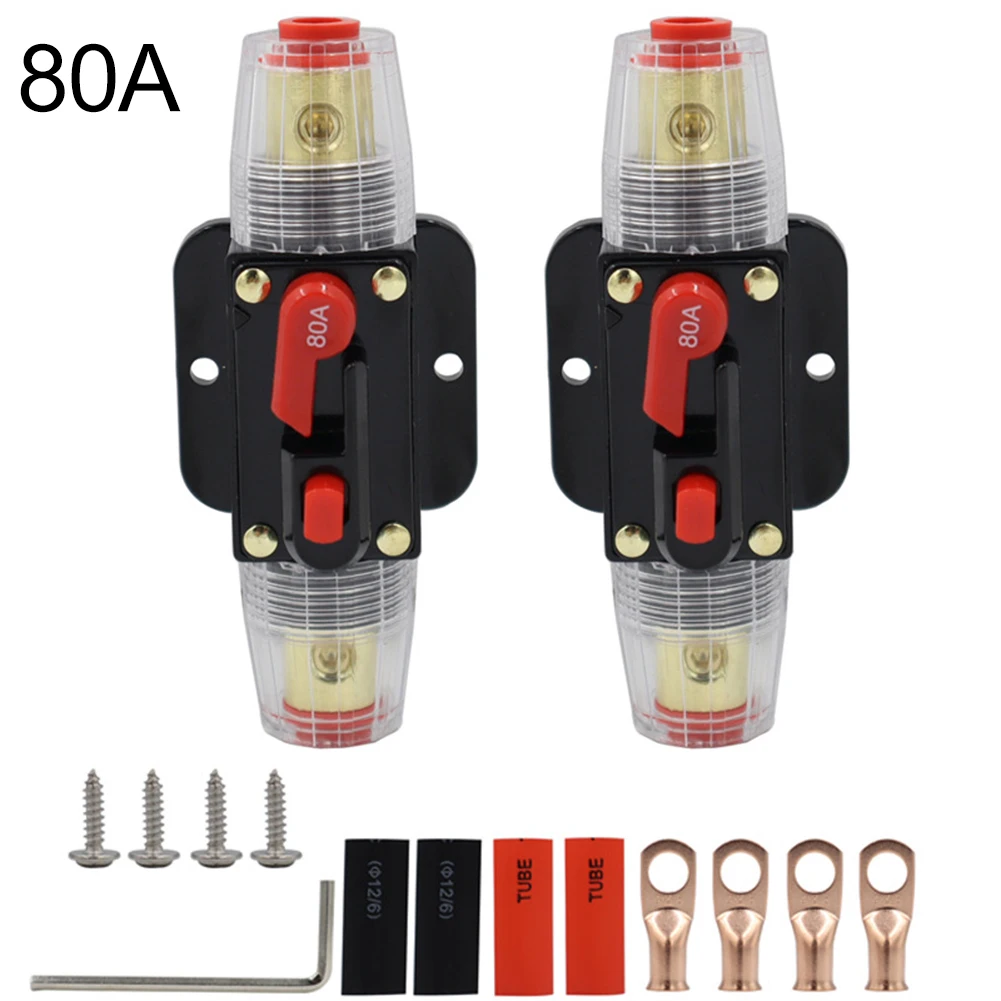 Circuit Breaker Two Auto Inline Fuses with Push Button Reset Suitable for Use in Diverse DC Voltage Environments