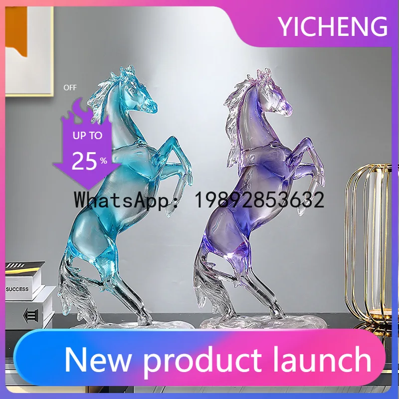 

Resin Handicrafts Simulation Animal Sculpture Horse Ornament Transparent Colored Horse Decorative Figurines Home Decoration