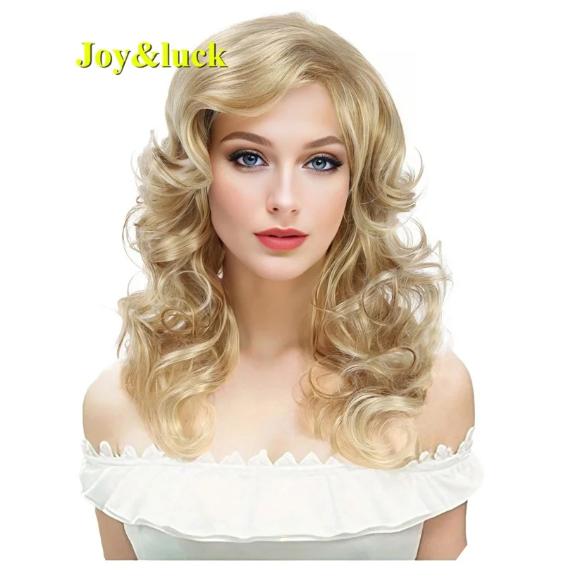 

Synthetic mid-length curly wigs with golden highlights for women is fashionable and elegant, suitable for daily wear