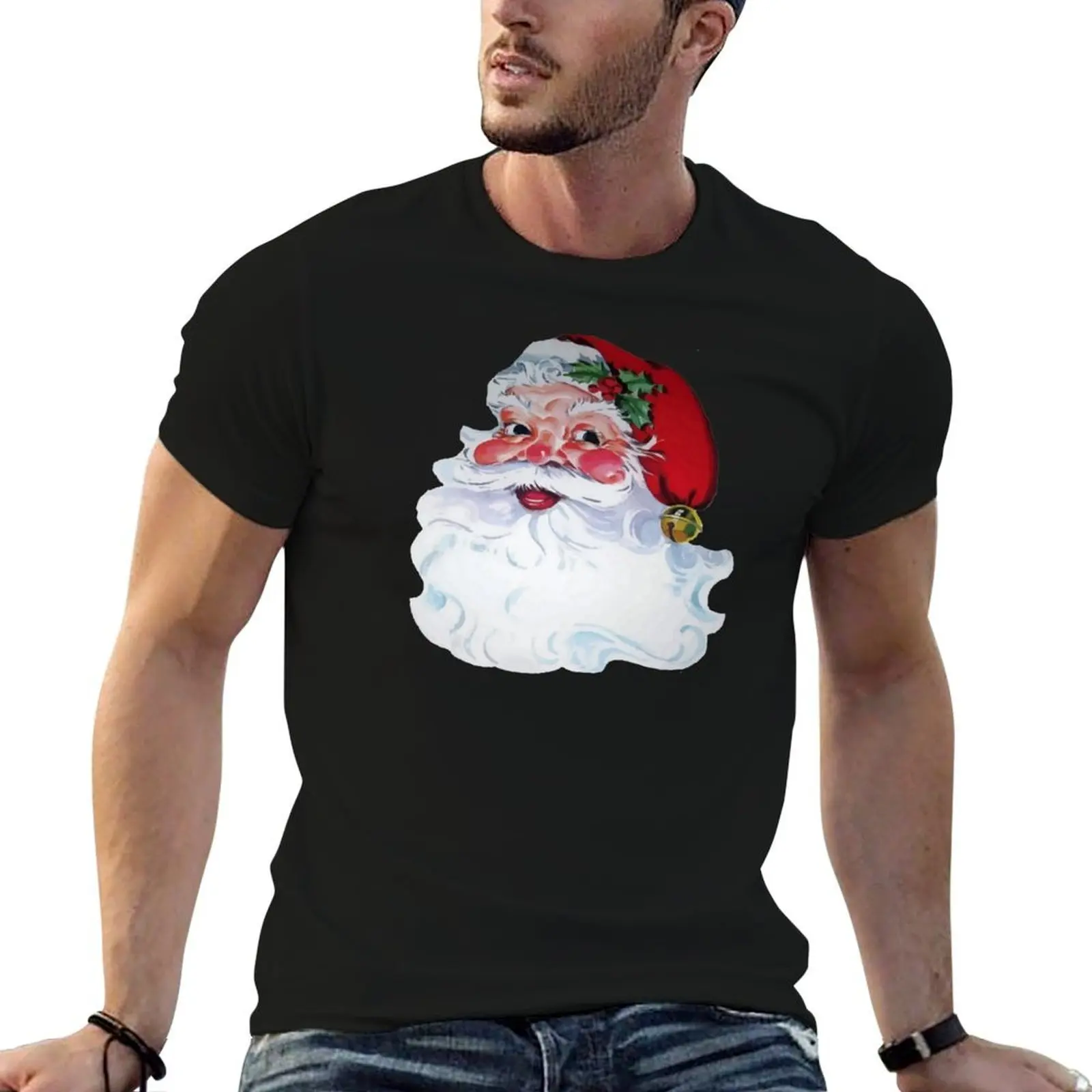 

Vintage Santa Claus Jolly Face and Rosy Cheeks T-Shirt anime t shirts for man man t shirt cotton cotton t shirt man T-Shirt