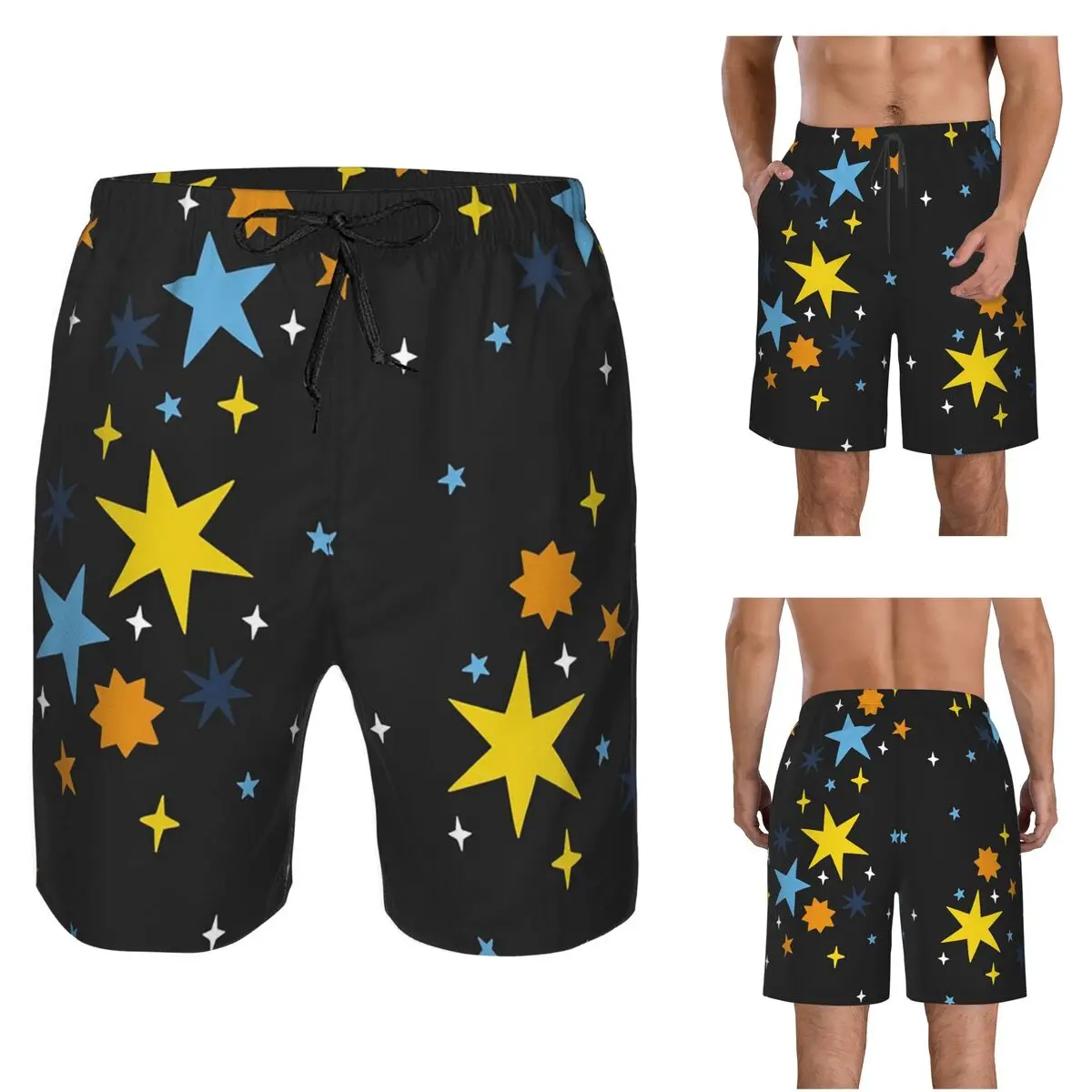 Subtle Aroace Pride Stars (orange And Blue Flag) Trunks Beach Board Shorts Casual Quick Dry Swim Summer Men Pants