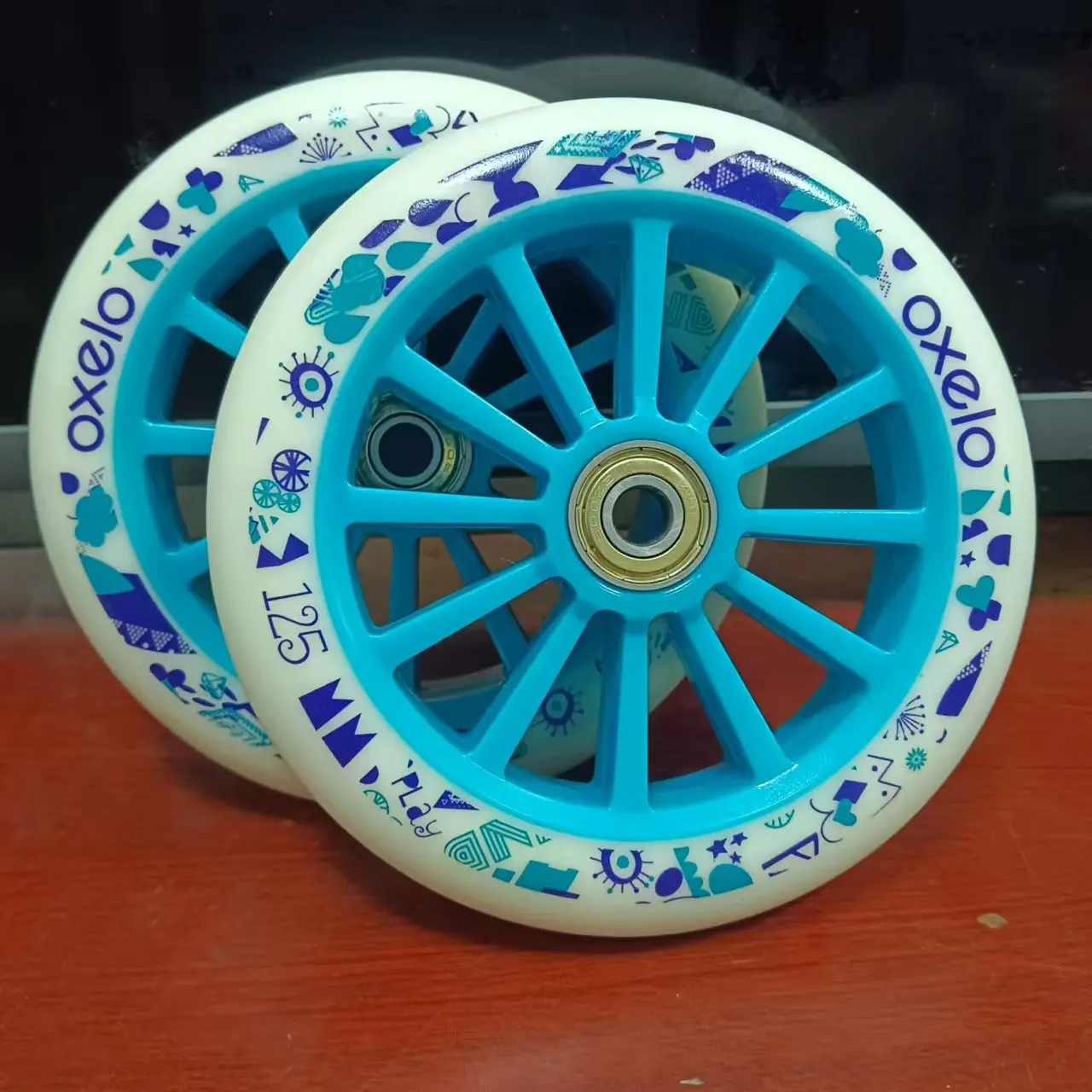 Two 5-inch (125mm) roller skate/scooter wheels for children's scooters - silent and durable, original auxiliary PU wheels