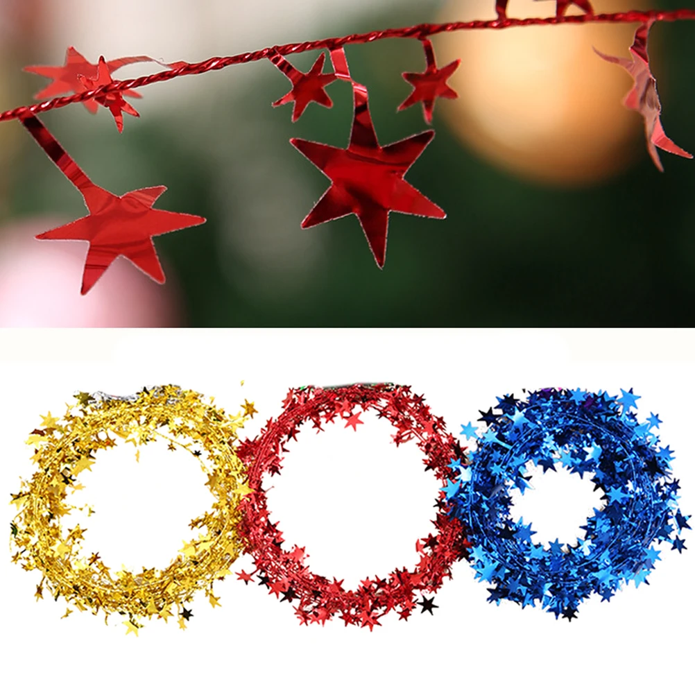 

10Pcs Star Shaped Hanging Christmas Tree Wreaths Wire Garland Shiny Metal Decor for Home Party Festival Tinsel Garland
