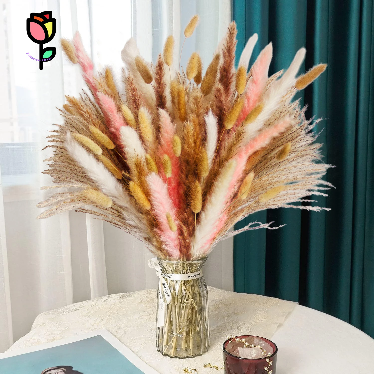 

Preserved Dried Pampas Grass Bouquet Bohemian Style Home Decoration Natural Fluffy Lagurus Ovatus Wedding Flowers Arrangements