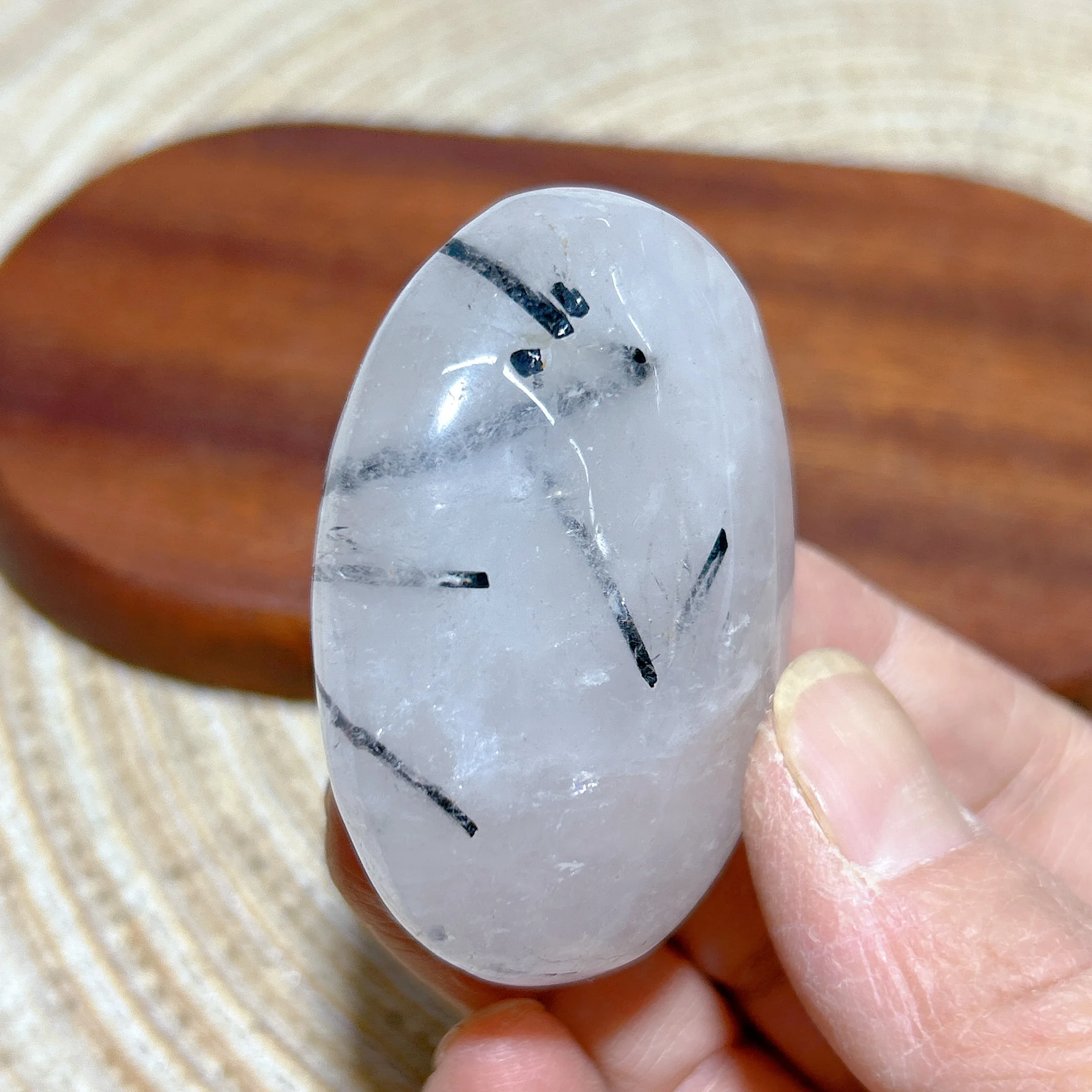 

Natural Crystal Black Tourmaline Clear Quartz Palm High Quality Healing Gemstones Mineral Energy Reiki Home Decorations Gift