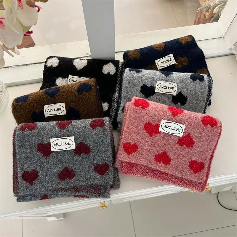 Koreanische Herbst- und Winter-Schals für Kinder, süßes Herz, weicher Strickmuffel, dicker, warmer Halstuch-Halswärmer – Detail 6