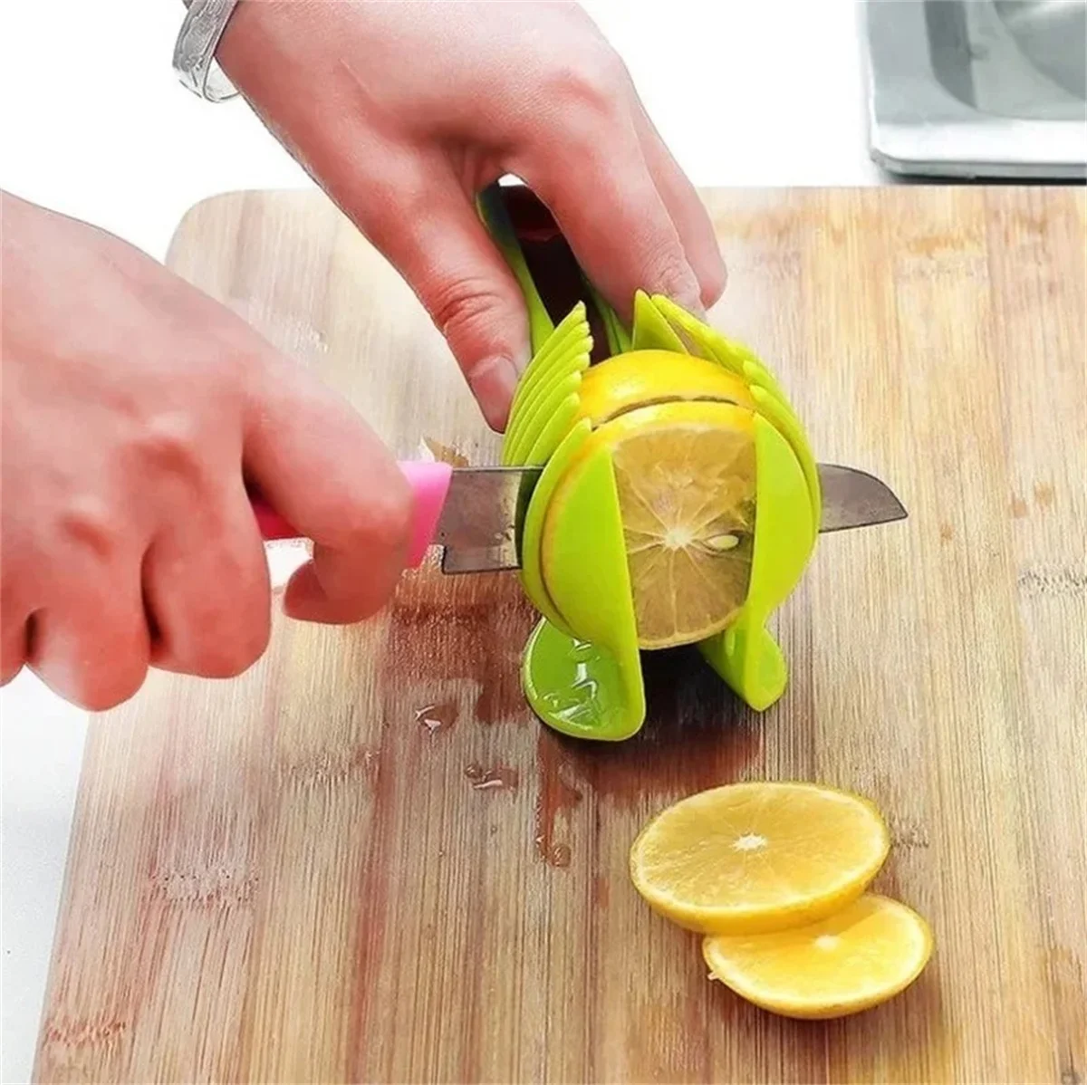 1/5pcs Tomato Slicer Fruits Cutter Stand Utensilios De Cozinha Assistant Lounged Tomato Lemon Shreadders Slicer Random Color