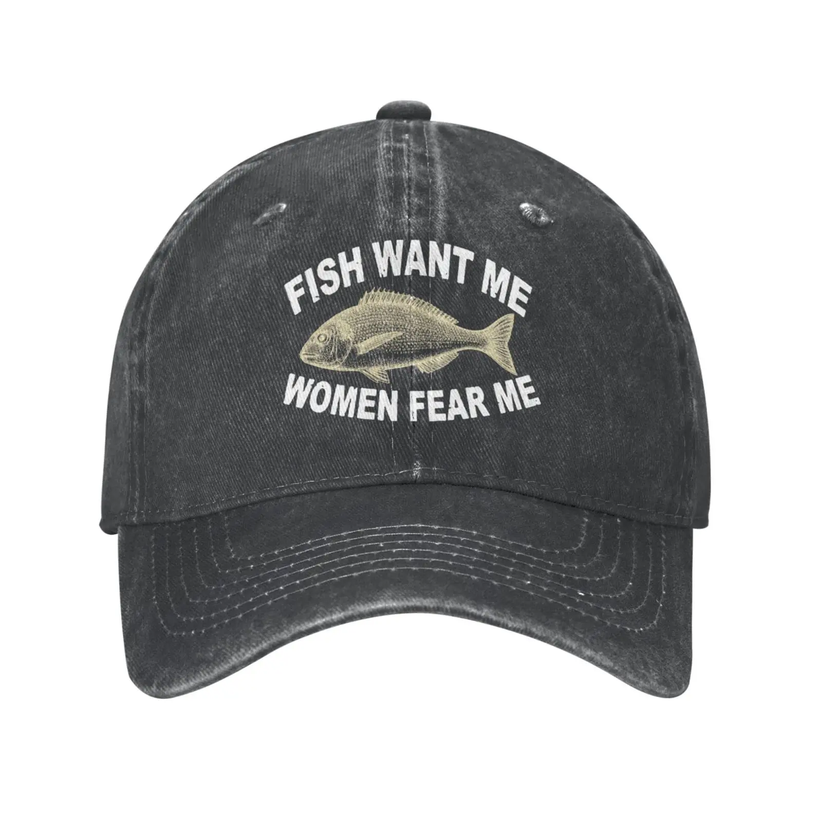 Letter and Fishes Baseball Caps Soft Trucker Hats for Men Women Denim Hats Outdoor Casual Sport All Seasons