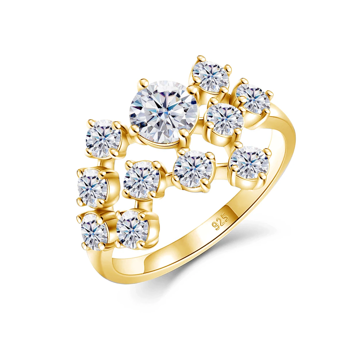 Szjinao Certyfikowany Total Is 1.5ct Pełny pierścionek z moissanitem Kobieta z wieloma kamieniami Srebrna biżuteria Infinity Trend na zaręczyny Nowość