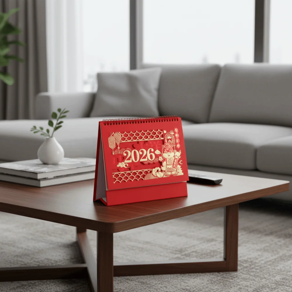 Kalendarz Świąteczny Tradycyjny Stojący Kalendarz Biurkowy z Przewracanymi Kartkami Rok Zodiaku Koń Planer Biurowy z Błogosławieństwami Planer Biznesowy Biuro
