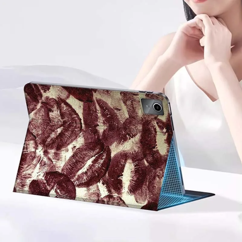 Retro Leopard Print Lip For Xiaoxin Lenovo Pad Tab K10 K11 M10 P12 P11 Pro GT Gen2 Plus Legion Y700 Y900 12.1 Tablet Case