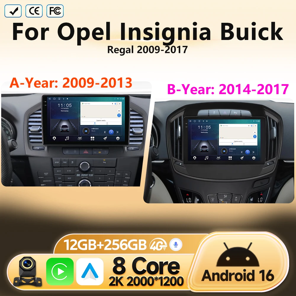Car Radio Android 16 For Opel Insignia Buick Regal 2009-2017 WIFI Head Unit Multimedia Video Player GPS Navigation Stereo No DVD