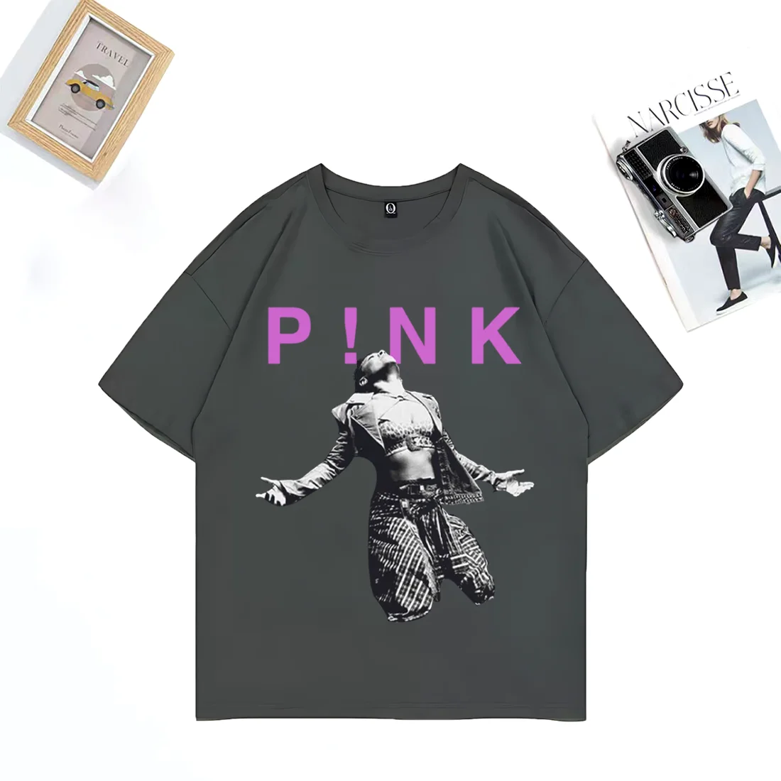 الوردي P!NK المغني 90s خمر الرسومات تي شيرت الرجال النساء عادية المتضخم قصيرة الأكمام تي شيرت للجنسين ملابس عصرية كلاسيكية