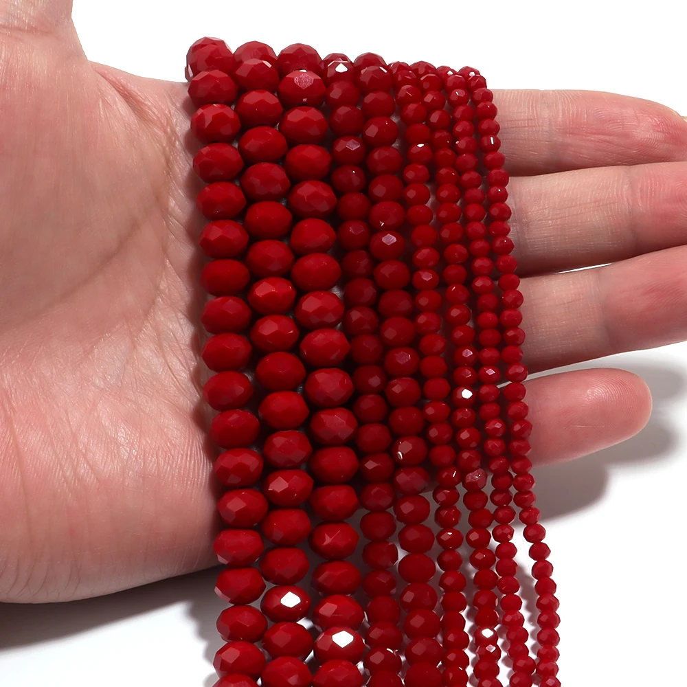1 Strand 3 4 6 8mm New Cut Red Porcelain Abacus Beads Crystal Flat Loose Beads For Jewelry Making DIY Necklace Bracelet Handmade