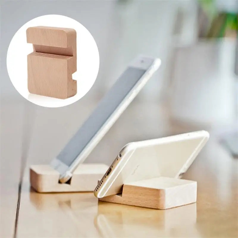 Universal Creative Cell Phone Double Slot Wood Bracket Phone Holder For Phone Desktop Stand For Ipad For Mobile Phone Holder