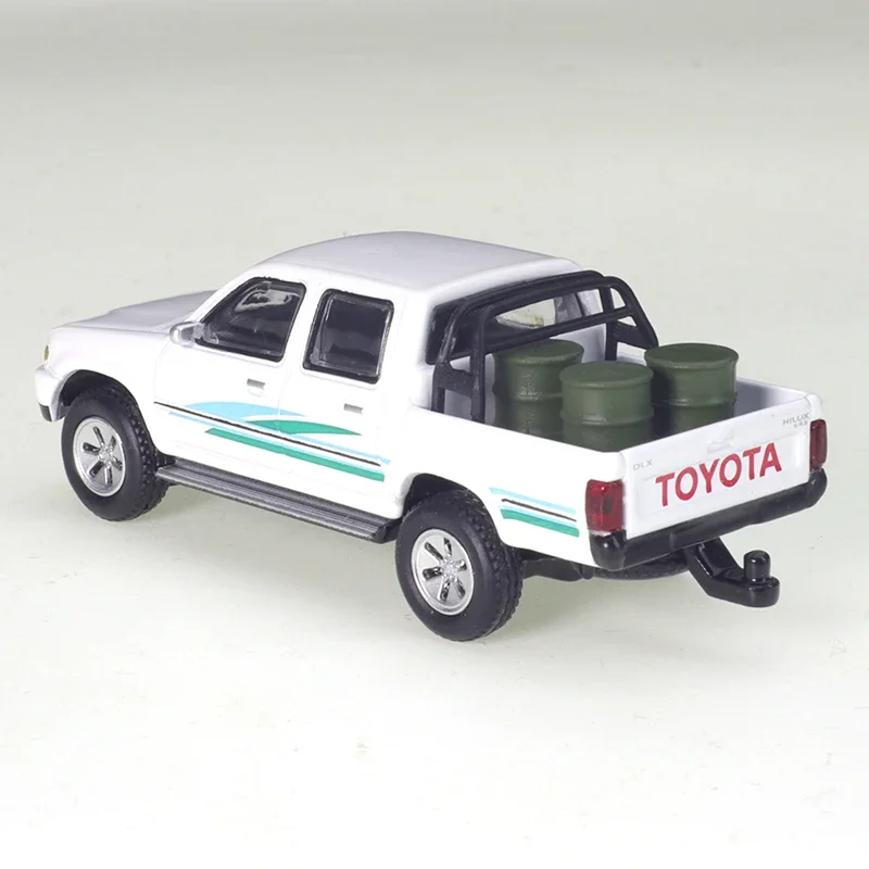 JKM 1/64 Toyota Hilux Pickup Truck White Car Alloy Toys Motor Vehicle Diecast Metal Model Kids Xmas Gift Toys for Boys