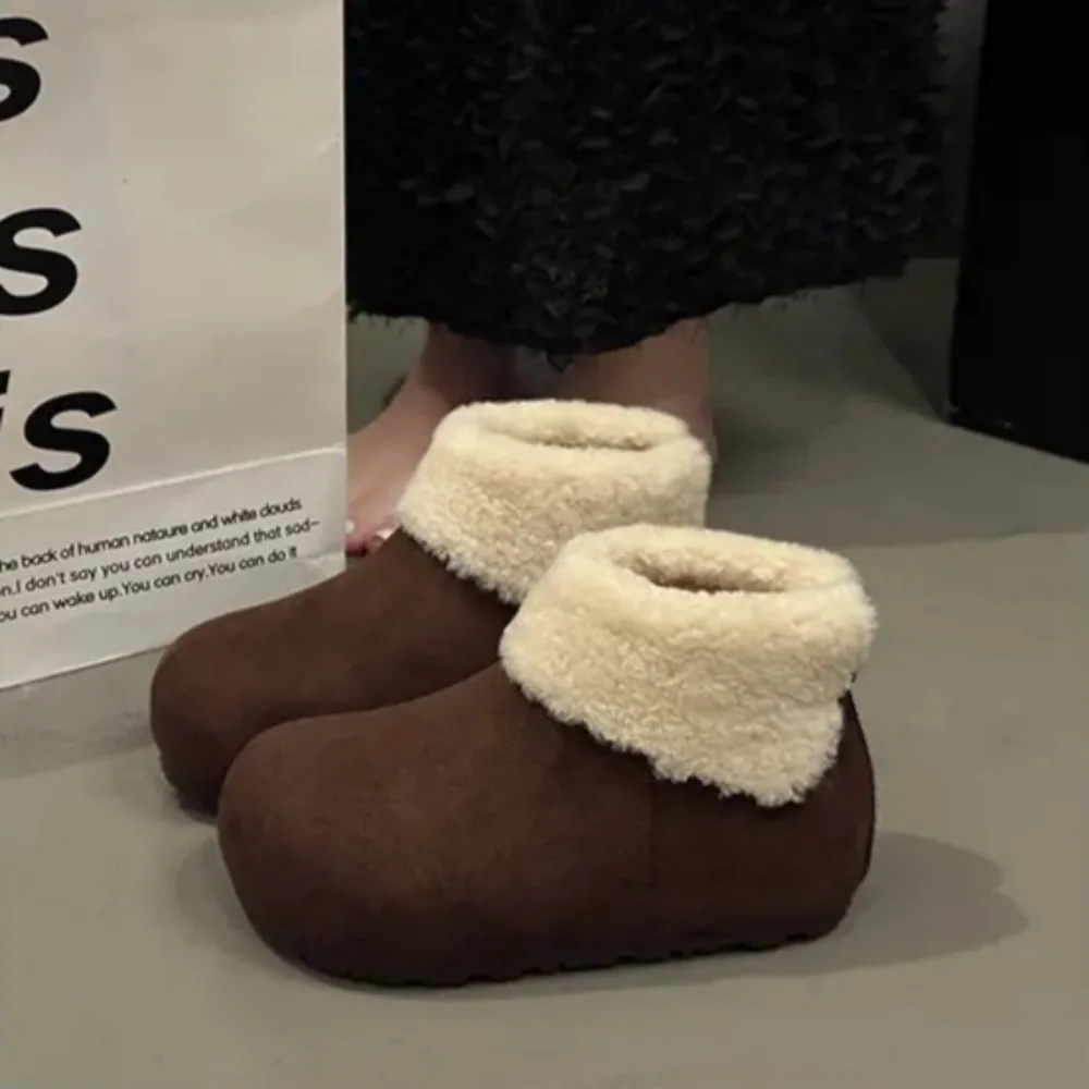 

Pair Floor Boot Socks Non-slip Mid-calf Plush Lining Thickened Coldproof Winter Thermal Women Men Indoor Shoes Socks for Home