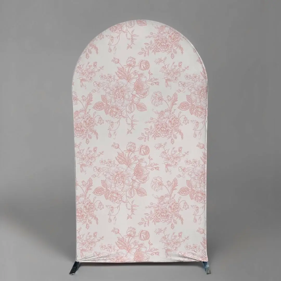 Cubierta de fondo para arco de Baby Shower, tela de LICRA para bebé en flor, flor azul, lazo rosa Floral, decoración de bautismo para fiesta de cumpleaños de niña