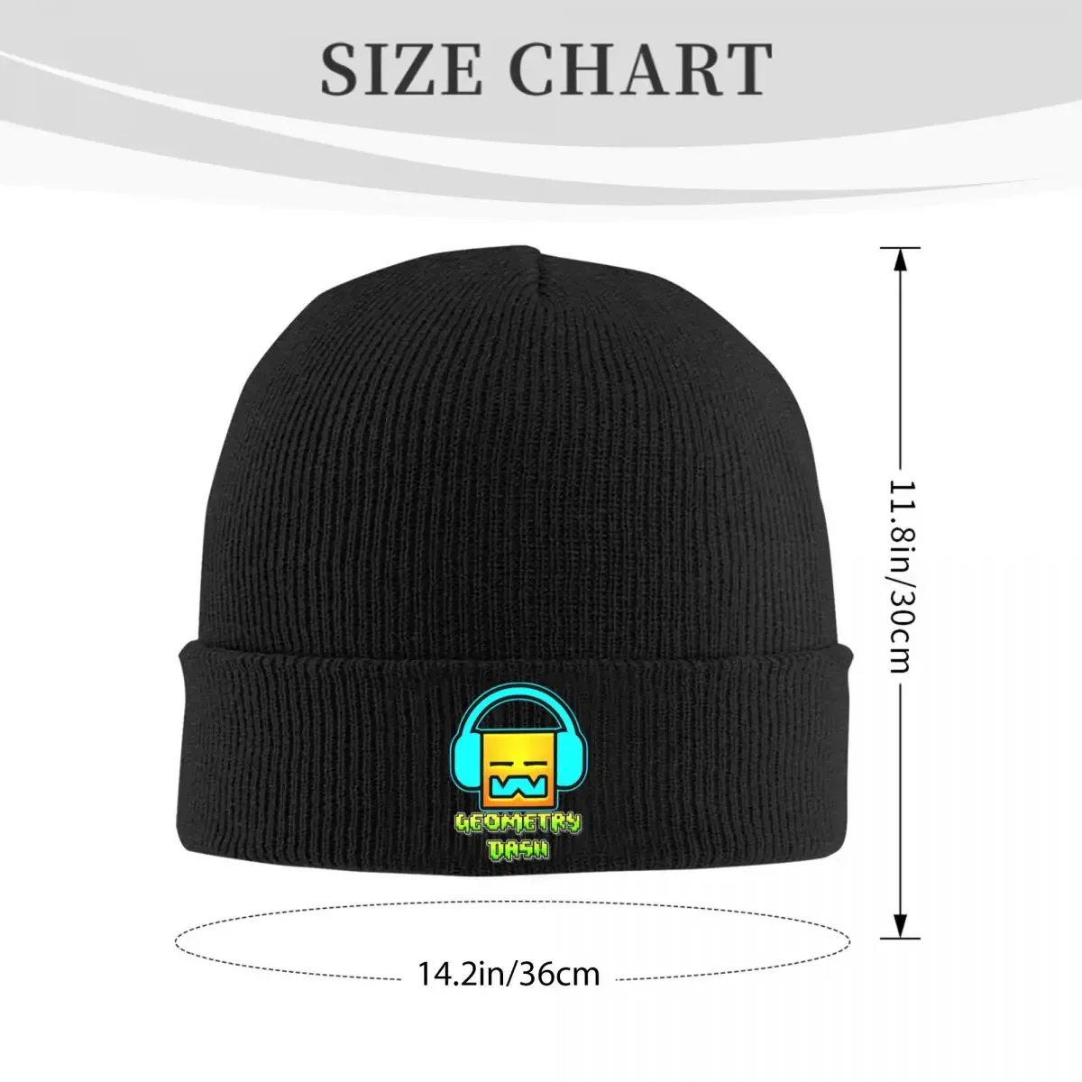 Music Geometry Dash Game Knitted Hat Women's Men's Beanies Autumn Winter Hat Geometric Dash Casual Caps