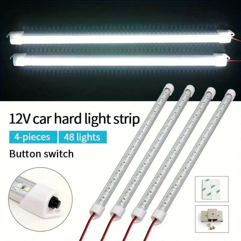 12V 33cm White Led Hard Light Strip with Switch for Truck, Rv, Bus Interior Lighting, Cabinet, Wardrobe, Display Cabinet Long Strip Light