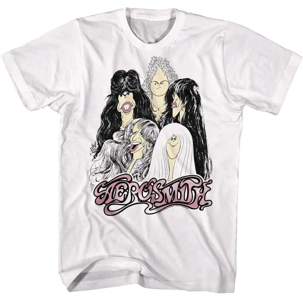 Aerosmith Draw The Line Album Men'S T Shirt Cartoon Caricature Images Rock Band