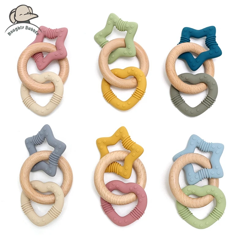 

1Pcs Baby Silicone Teether Ring BPA Free Rattles Bracelet Food Grade Newborn Baby Accessories Cartoon Silicone Teething Toys