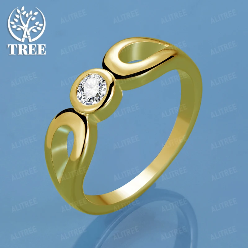 

AAA Zircon 18k Gold Ring New Round Ring For Women Engagement Wedding Party Fashion Charm Beautiful Jewelry Gift Accessories