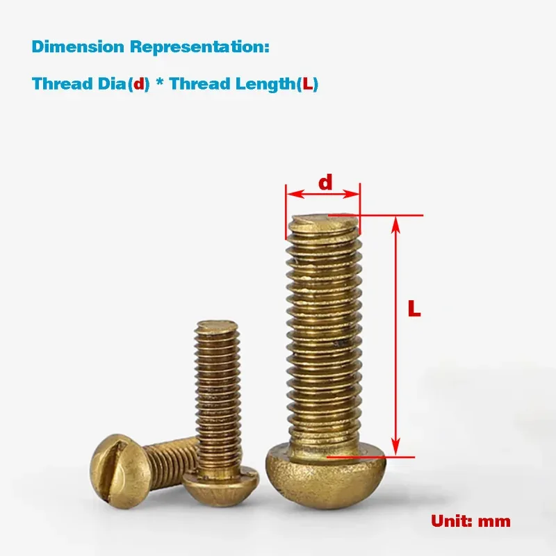 Brass Slotted Round Head Screw for Precision Repair and Aesthetic Applications Corrosion Resistant M3 M4 M5 M6 M8