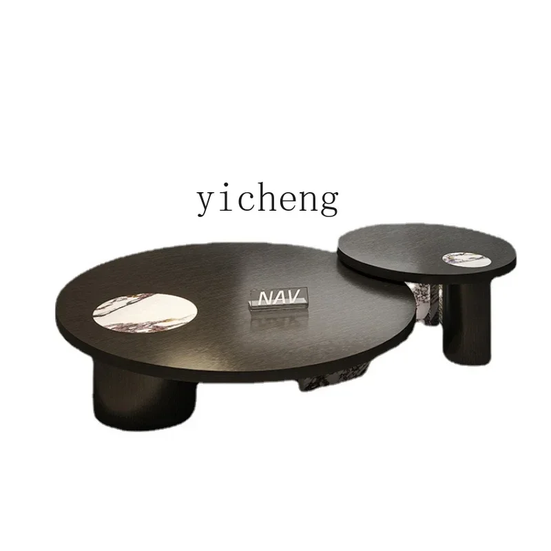 

Size Tea Table Combination Minimalist round Black Oak Marble Tea Table