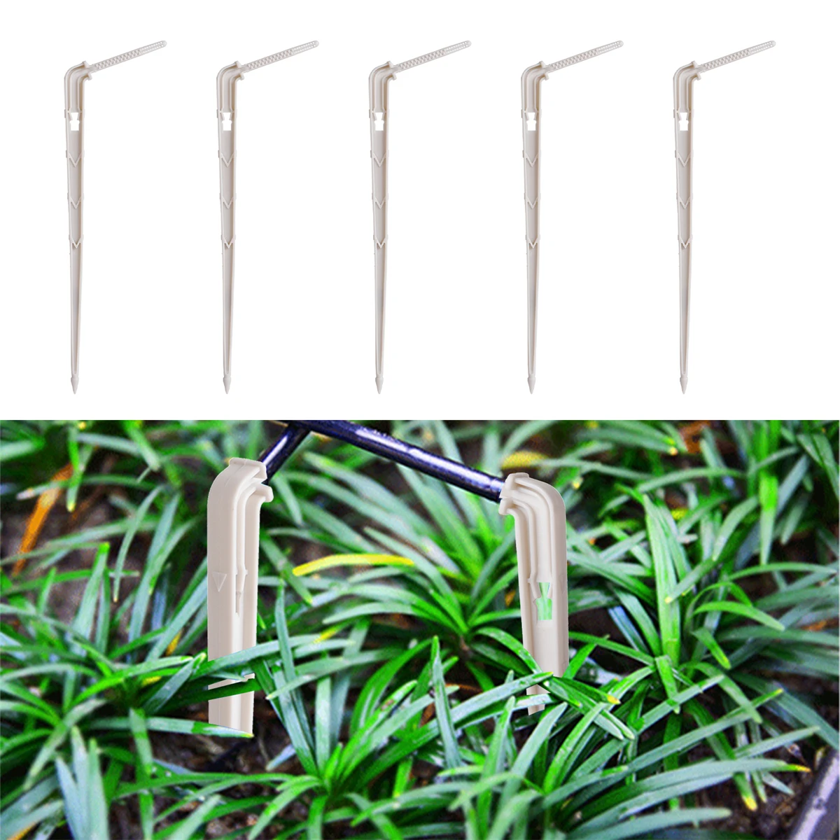 Eblow Drip Arrow Irrigation Equipment For 4/7mm Hose Garden Large Flow Rate Ground Insert Potted Watering Device Gray 20/200Pcs