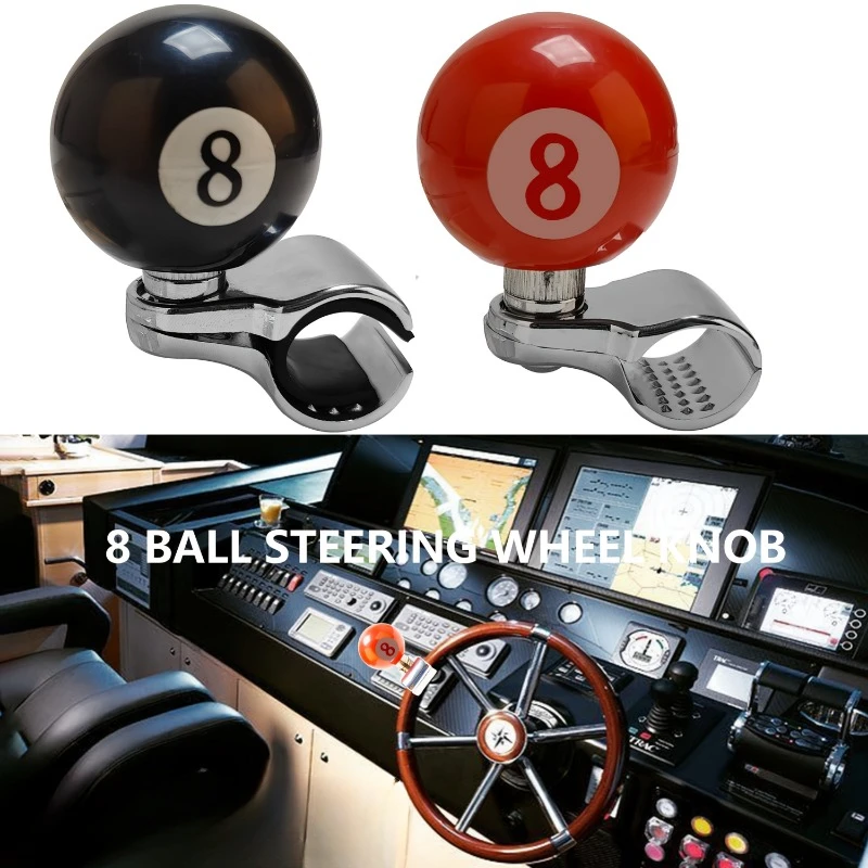 

1PC 8 Ball Steering Wheel Spinner Knob - Durable Stainless Steel & Resin, Fit for Cars, Trucks, Boats, Yachts, and More