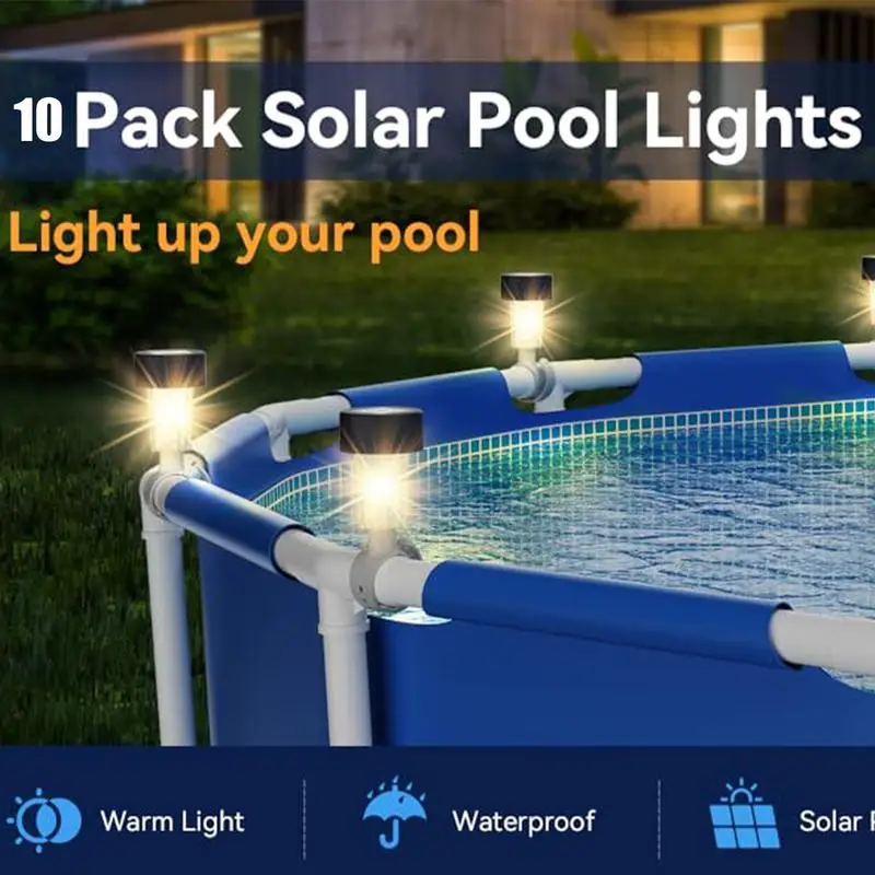 

LED Pool Lights 10Pcs Waterproof Outdoor Solar Light Outdoor Swimming Pool Fence Decoration Swimming Pool Accessories