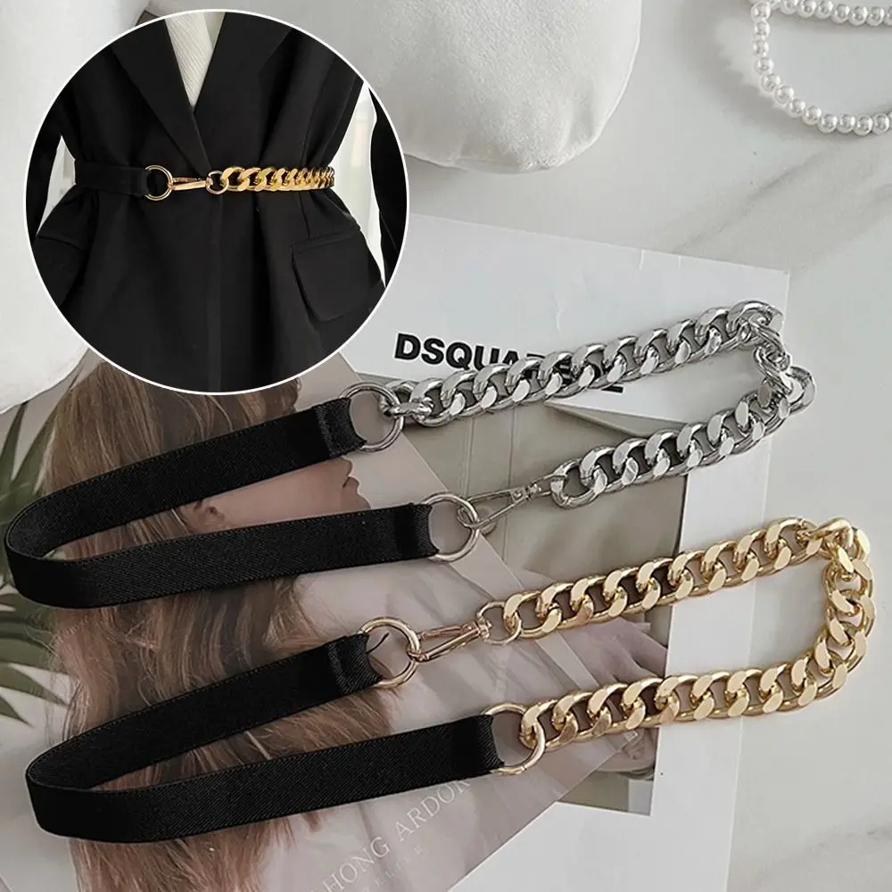 

Women Party Slim Fit Golden Chain Belt Metal Waistband Waist Cummerbunds Trouser Dress Belts