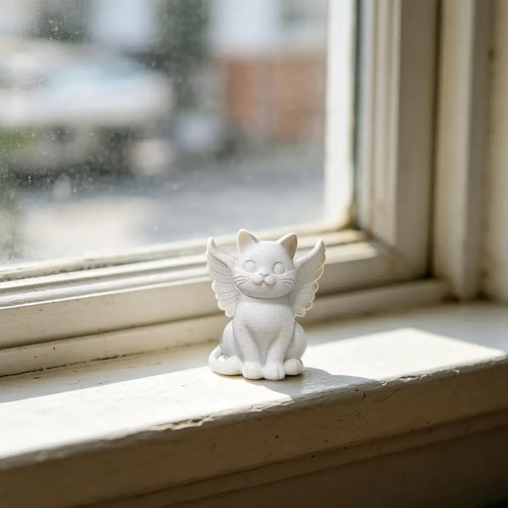 2026 3D Printed Angel Cat Sculpture, Cute Cat Figurine, Winged Cats Desktop Ornament For Home Office Decor, Multi-Scenario Cats