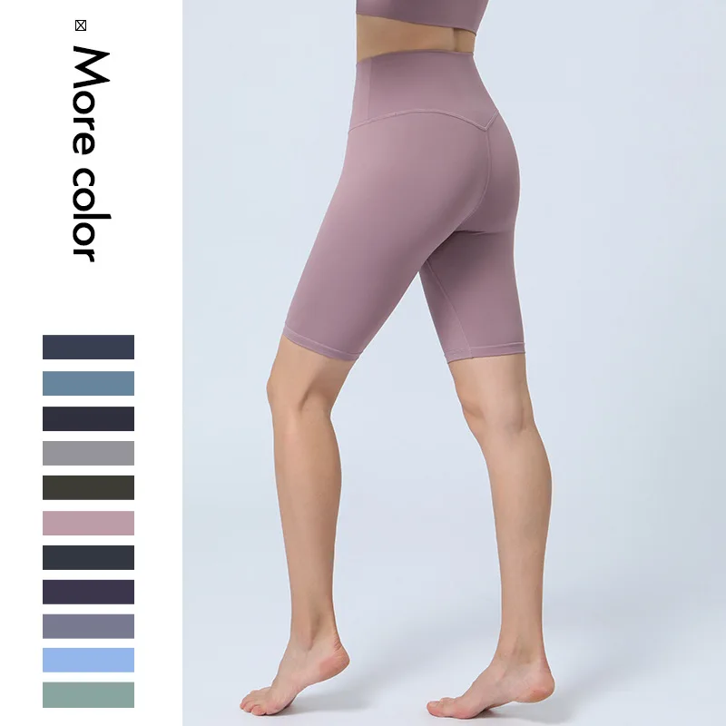 

Nylon Brushed No T Yoga Pants Women's High Waisted Five Points Medium Shorts Cycling Pants Sports Fitness Pants