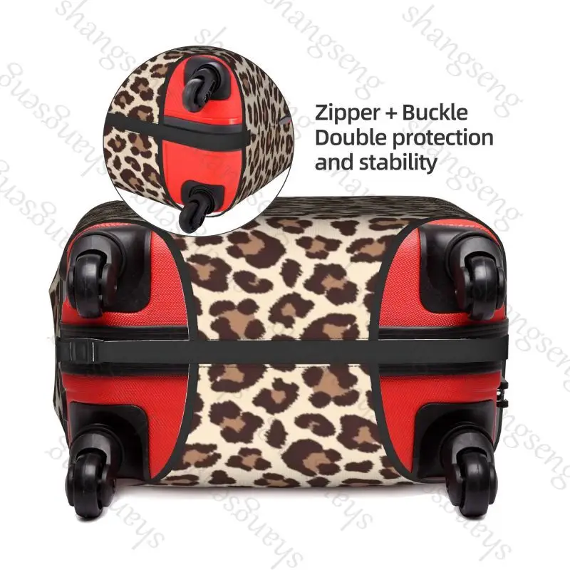 حقيبة واقية لحقيبة السفر بطباعة الفهد، غطاء حقيبة السفر، حماية مرنة، غطاء أمتعة قابل للغسل، 18-32 بوصة