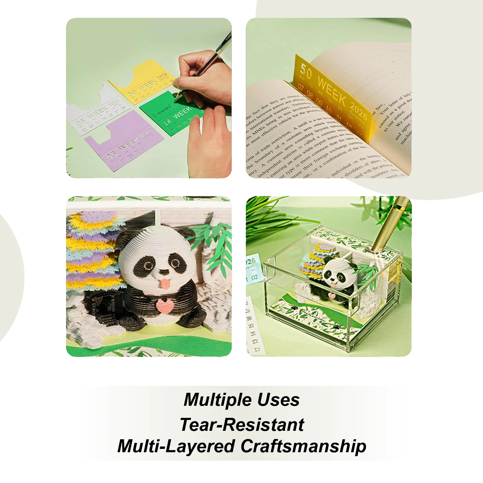 

3D Calendar 2026 Panda Paper Sculpture Notepad Cute Paper Sculpture Calendar For School Classroom Home Teacher Commute Christmas