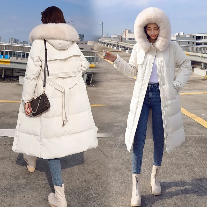 New Autumn Korean hooded Thick Warm Down Cotton Jacket women Winter Parkas Casual Mid-Length padded Clothes loose overcoat T746