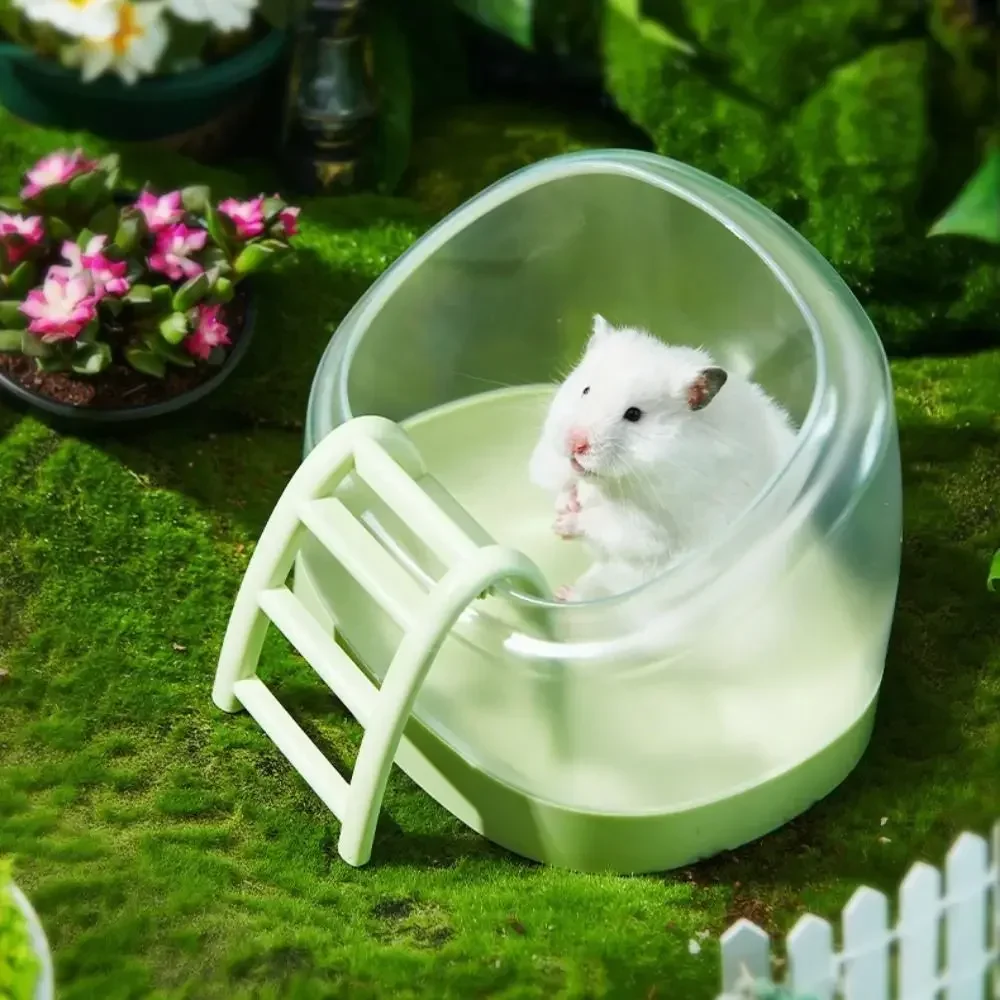 Hamster Bathroom with Ladder Golden Bear Bath Showr Tub Bath Sand Clear Anti-splash Summer Supplies