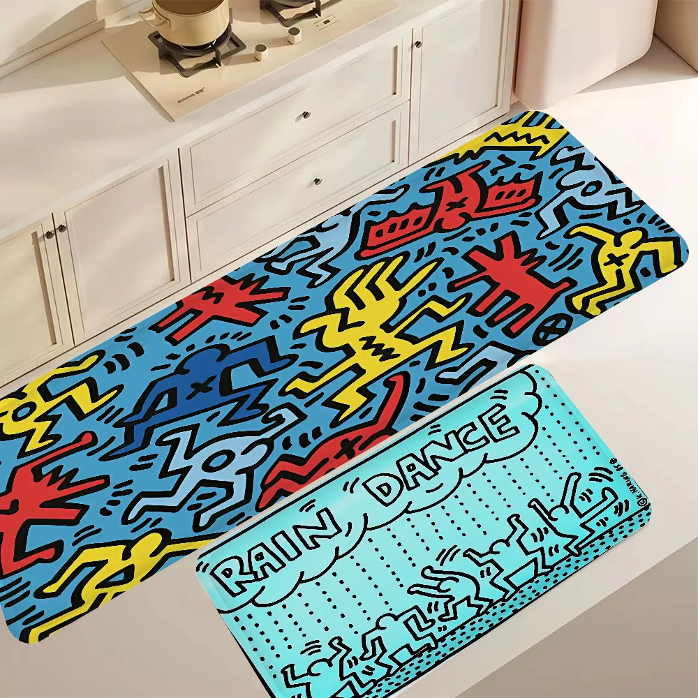 K-Keith H-Haring Art Floor Mat Retro Multiple Choice Living Room Kitchen Rug Non-Slip Modern Home Decor