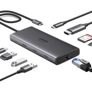 UGREEN 10GBPS USB C HUB 4K60HZ TIPO C TO HDMI RJ45 ETHERNET PD100W Para MacBook iPad Huawei Sumsang PC Tablet Teléfono USB 3.0 Hub 6 mejores ventas Ugreen RJ45 - №1