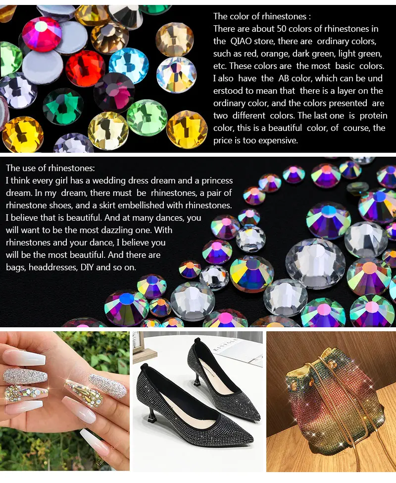 QIAO SS6-SS30 Glaskristall Nicht-Hotfix Strasssteine Glitzer Flache Rückseite Zum Aufkleben für Nagelkunst, Basteln, DIY Kristalldekoration – Detail 7