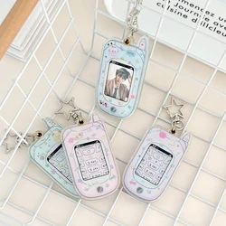 Porte-cartes en forme de téléphone coréen pour étudiants, manches d'affichage de protection, pendentif de sac, photo d'identité, K-pop, mignon, Ins, Y2K, cadeau, 1 po