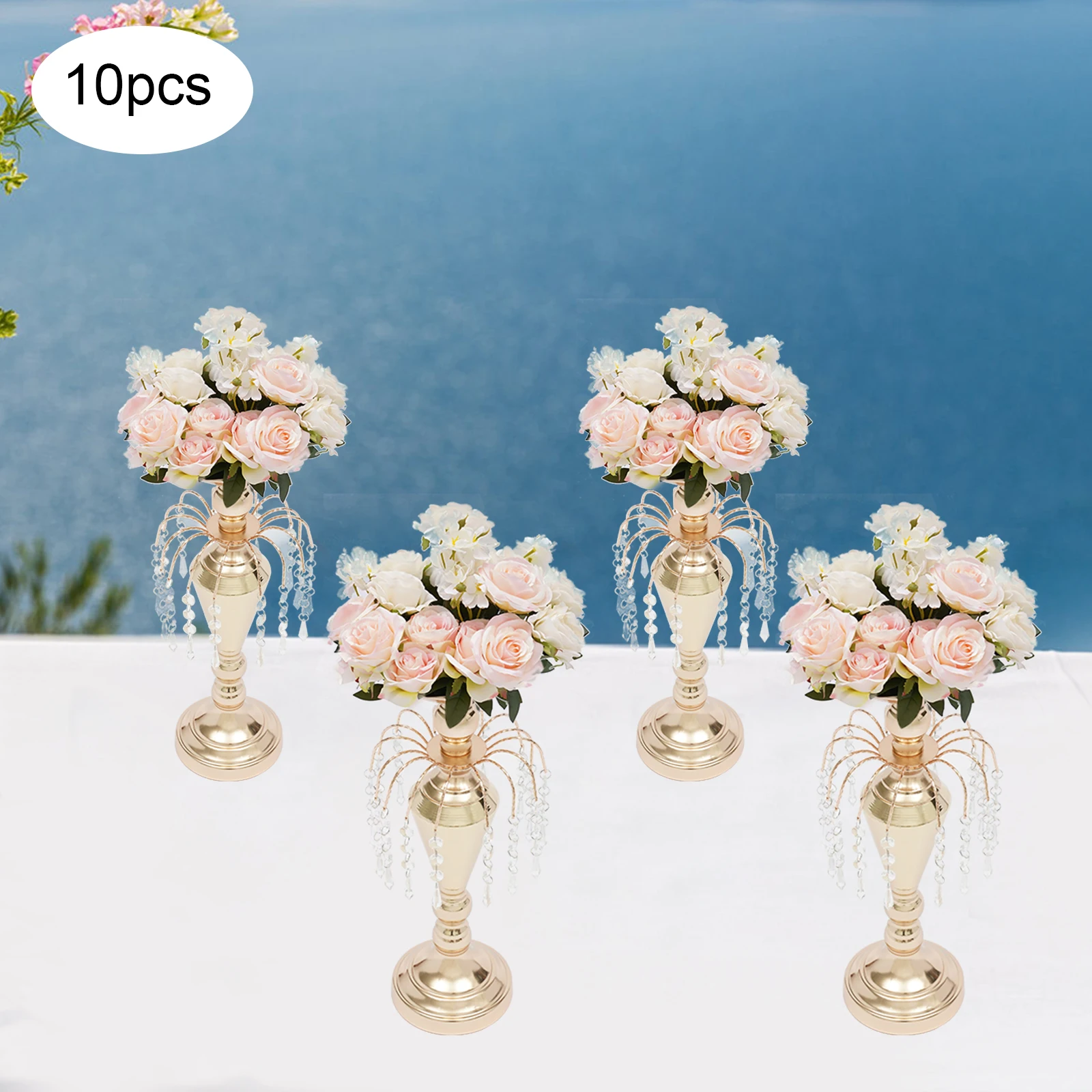 

10 Pcs Height Versatile Metal Wedding Centerpieces Vase & Pillar Candle Holder for Wedding Party Dinner Centerpiece Event for Re