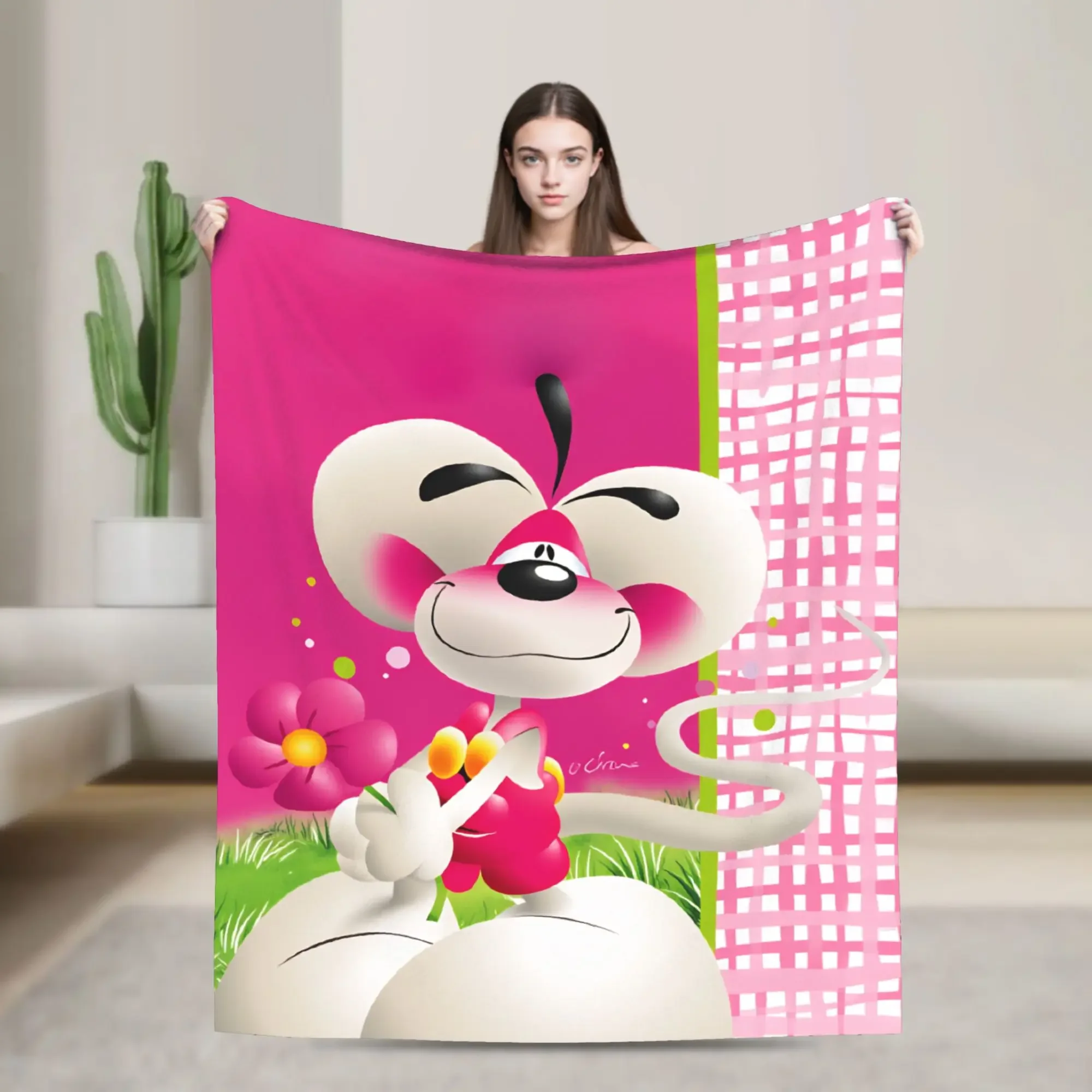 

Мягкое и уютное одеяло Diddl с мультяшным рисунком для зимы, для девочек, для гостиной, путешествий, офиса, покрывало на кровать