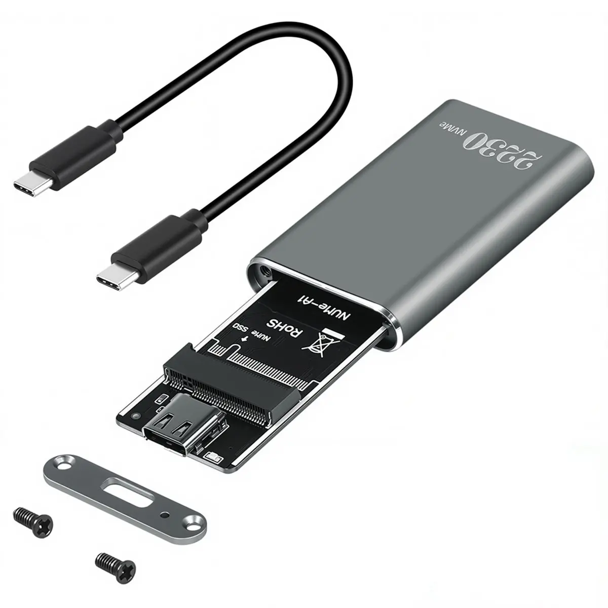 DT81 M.2 NVMe SSD Enclosure - Aluminum Type C 3.2 Gen2 10Gbps SSD Case M.2 NVMe Portable External Storage Case for 2230 SSD