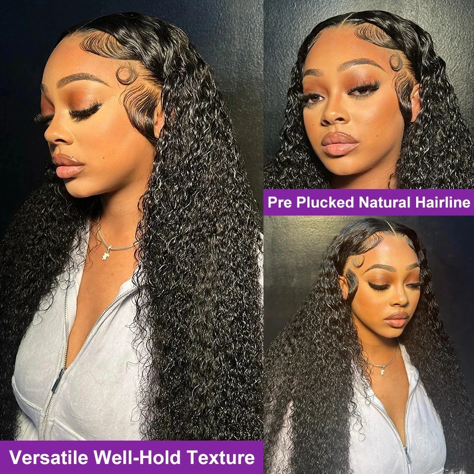 13X6 HD CURLY Human Hair Lace Frontal Wigs โปร่งใส 250 ความหนาแน่น 40 นิ้ว 14X4 Deep WAVE วิกผมลูกไม้ด้านหน้าด้านหน้าบราซิล Remy ผม