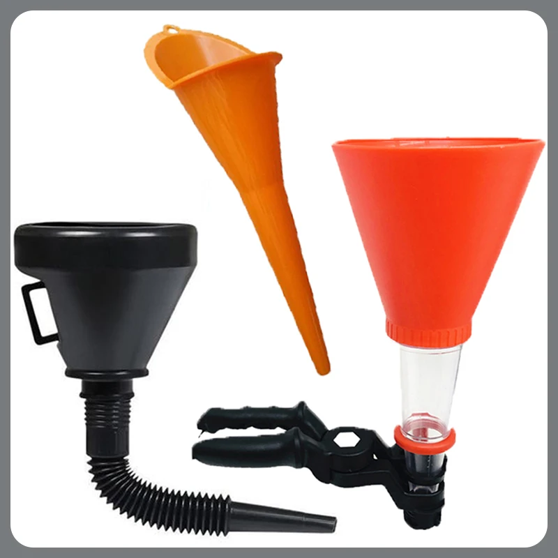 

New Car Refueling Longer Stem Funnel with Filter Strainer Gasoline Oil Fuel Filling Tools Motorcycle Oil Funnel Car Accessories