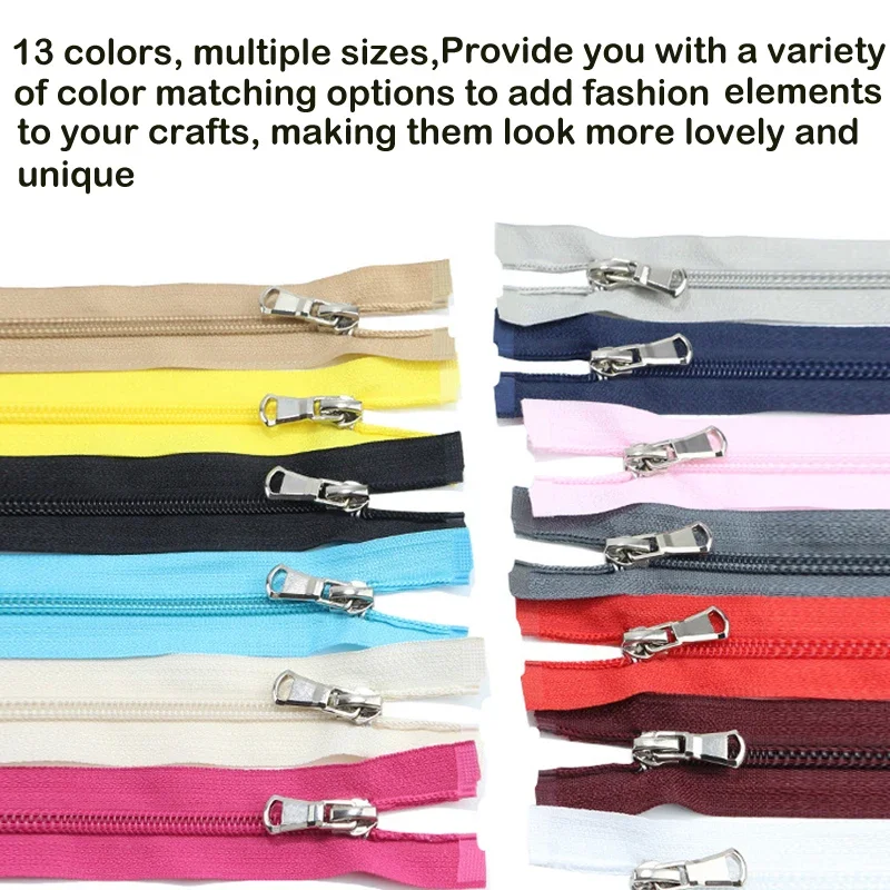 1Pcs 15 Inch-31 inch (40cm-80cm) Nylon Coil Zippers Open-End For DIY Tailor Sewing Crafts Nylon Zippers Accessories 13 Colors