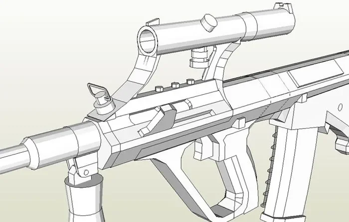 Modelo de papel 3D, pistola de Rifle de AUG-1, escala 1: 1, juguete artesanal de papel hecho a mano DIY